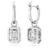 Una Drop Earrings Octagon Cut, White, Rhodium Plated