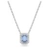 Una Necklace Octagon Cut, Blue, Rhodium Plated