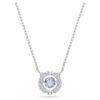 Una Necklace Round Cut, Blue, Rhodium Plated