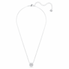 Una Necklace Round Cut, Blue, Rhodium Plated