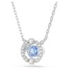 Una Necklace Round Cut, Blue, Rhodium Plated