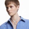 Una Drop Earrings Octagon Cut, Blue, Rhodium Plated