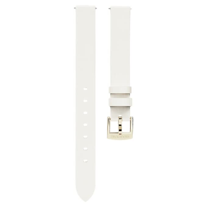 Watch Strap 12 Mm (0.47″) Width, Leather, White, Champagne Gold-Tone Finish Watch Strap 12 Mm (0.47″) Width, Leather, White, Champagne Gold-Tone Finish