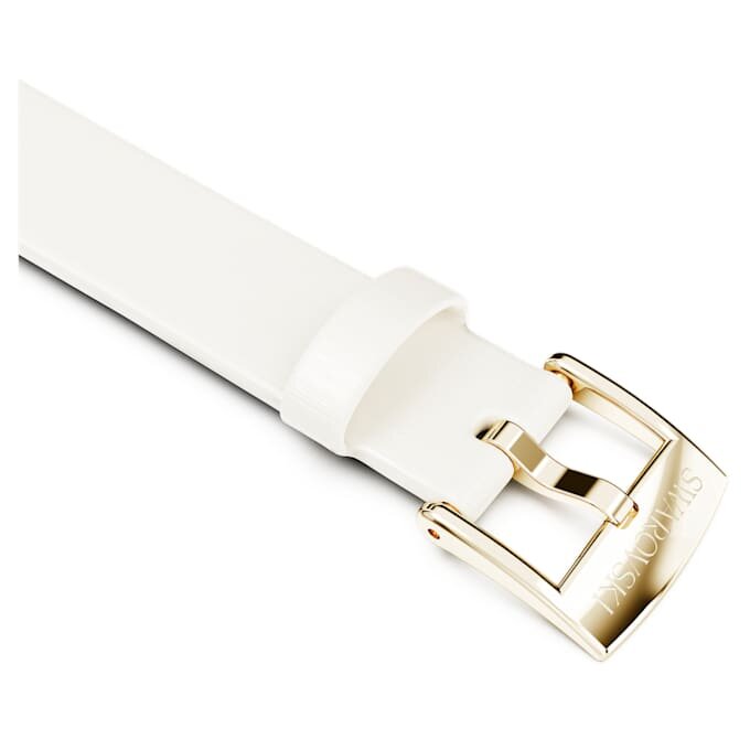 Watch Strap 12 Mm (0.47″) Width, Leather, White, Champagne Gold-Tone Finish Watch Strap 12 Mm (0.47″) Width, Leather, White, Champagne Gold-Tone Finish