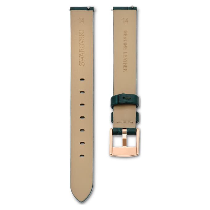 Watch Strap 14 Mm (0.55″) Width, Leather, Green, Rose Gold-Tone Finish Watch Strap 14 Mm (0.55″) Width, Leather, Green, Rose Gold-Tone Finish