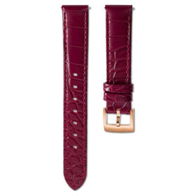 Watch Strap 15 Mm (0.59″) Width, Leather with Stitching, Red, Rose Gold-Tone Finish Watch Strap 15 Mm (0.59″) Width, Leather with Stitching, Red, Rose Gold-Tone Finish