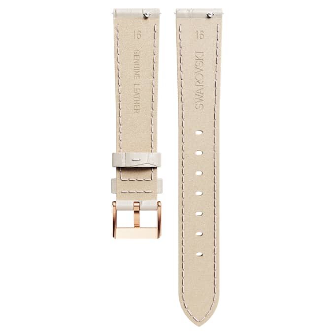 Watch Strap 16 Mm (0.63″) Width, Leather with Stitching, Gray, Rose Gold-Tone Finish Watch Strap 16 Mm (0.63″) Width, Leather with Stitching, Gray, Rose Gold-Tone Finish